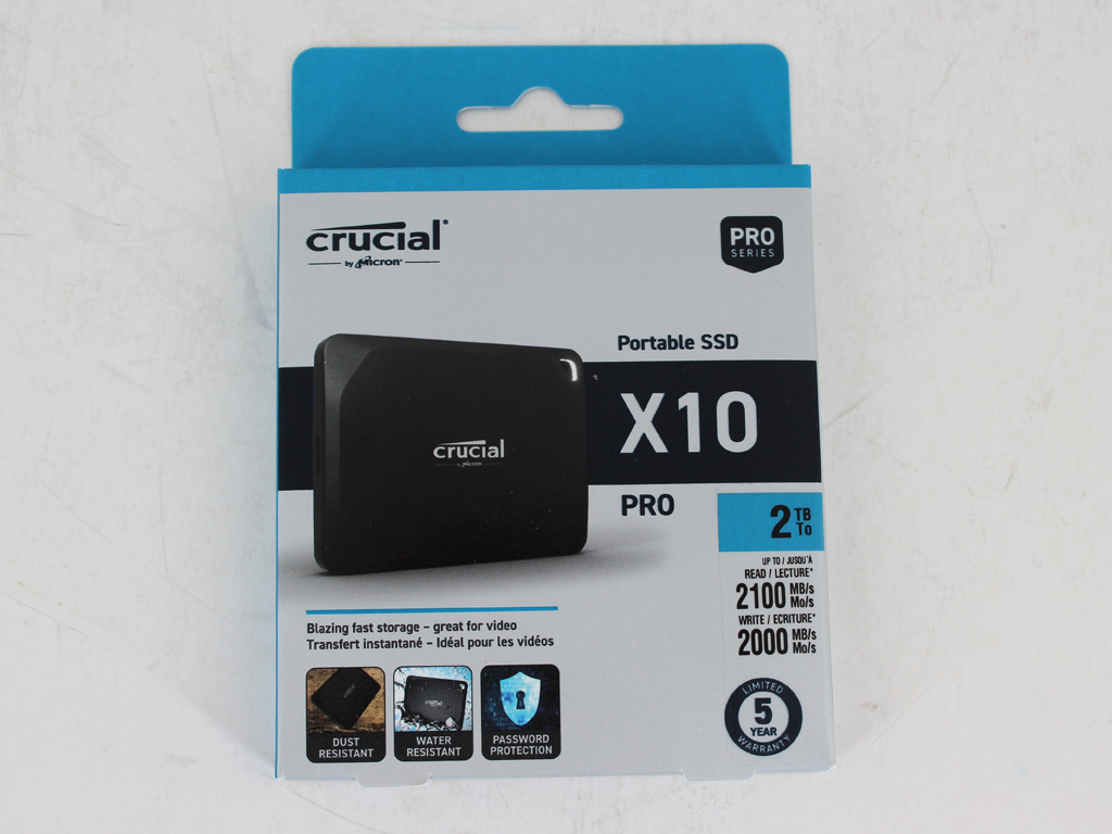 Die Verpackung der X10 Pro Portable SSD.