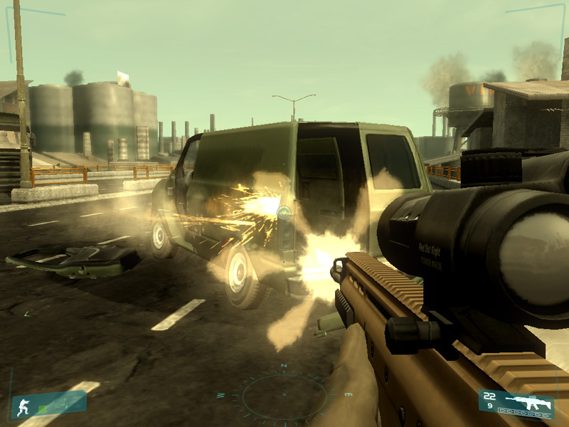 "Ghost Recon: Advanced Warfighter" in Aktion: Explosionen mit umherirrenden Teilen und einer Druckwelle sorgen für realistisches Feeling am PC.<br /><br />