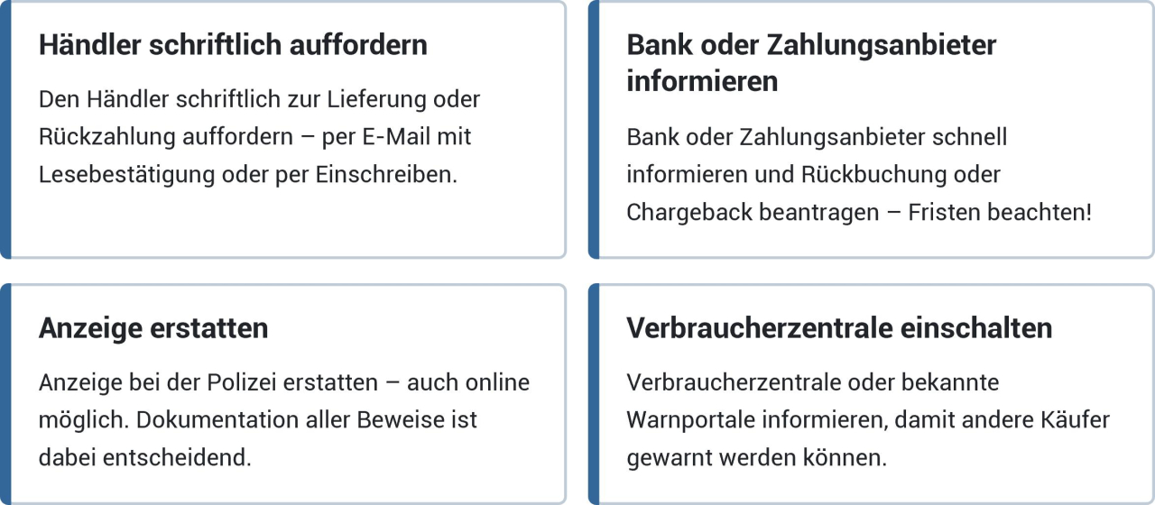 Diese Schritte sollten so schnell wie möglich eingeleitet werden.