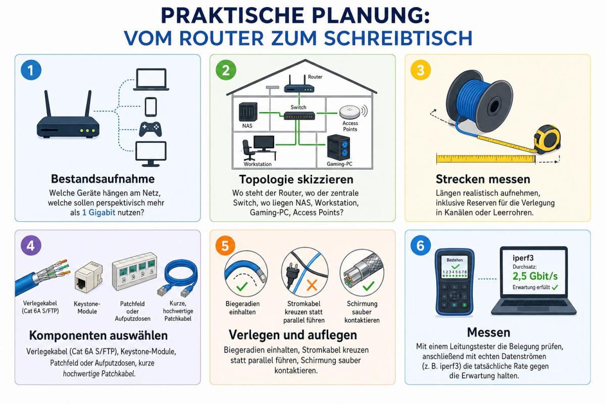 Wichtige Punkte bei der richtigen Planung und Umsetzung der Verkabelung.